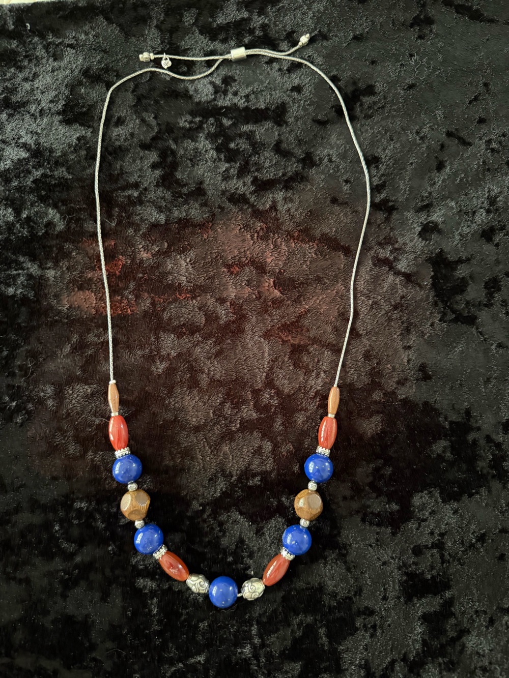 Blue and Rust Brighton Beaded Necklace